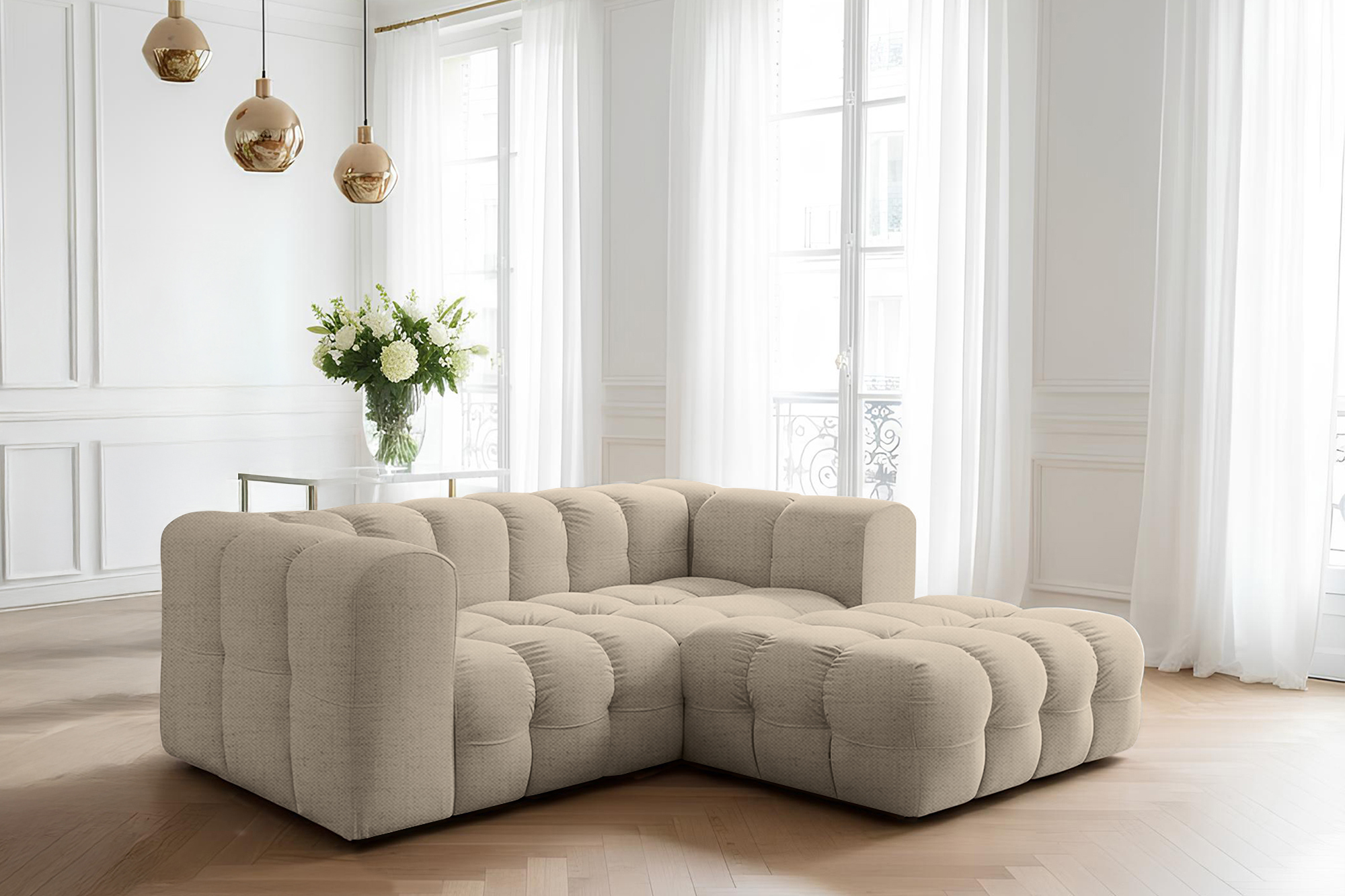 Baloo L-Form Mini Ecksofa Beige Moly 11